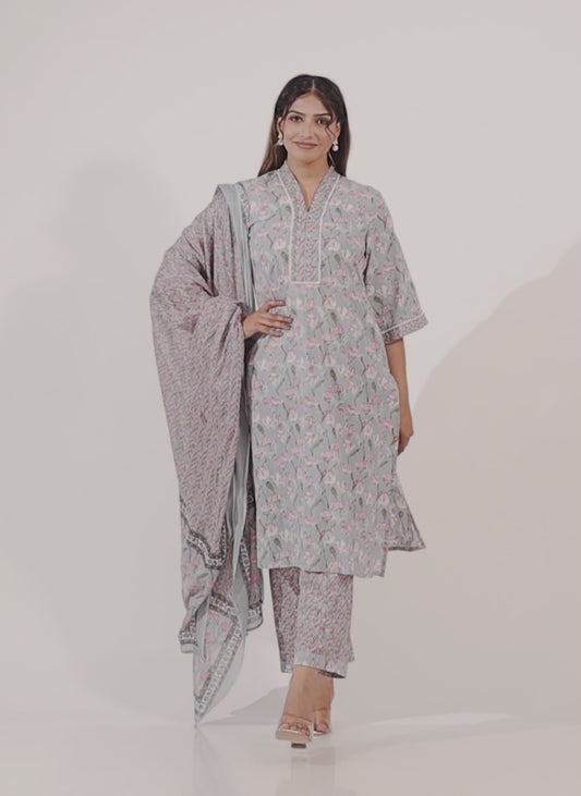 Soft Cotton Floral Kurta