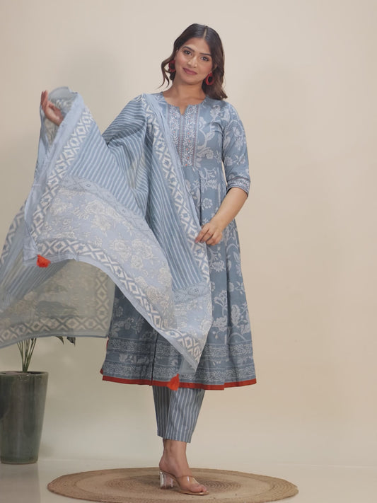 Soft Cotton Floral Kurta