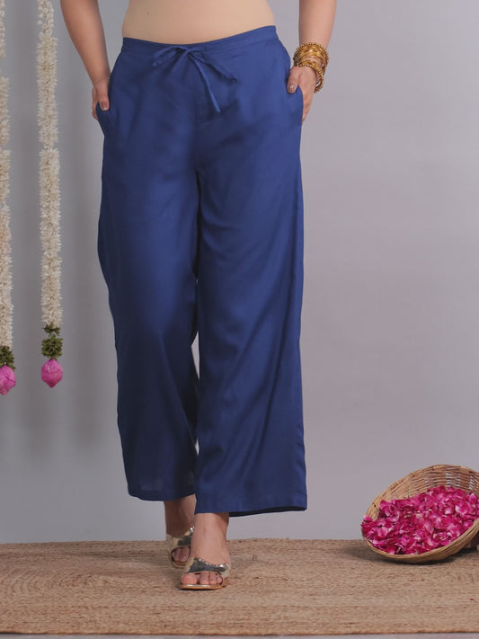 Viscose Solid Blue Palazzo