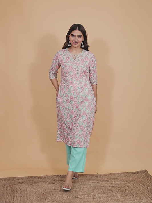 Soft Cotton Floral Kurta