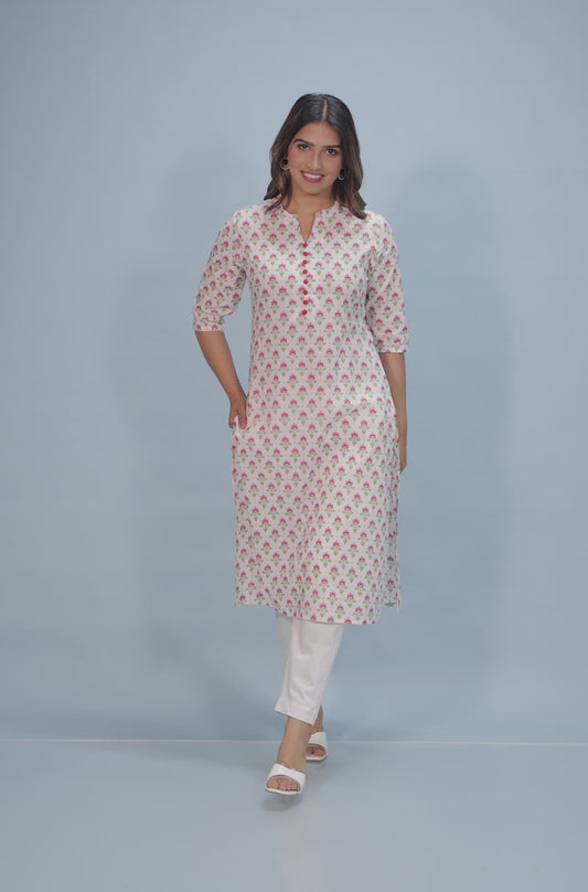 Soft Cotton Floral Kurta