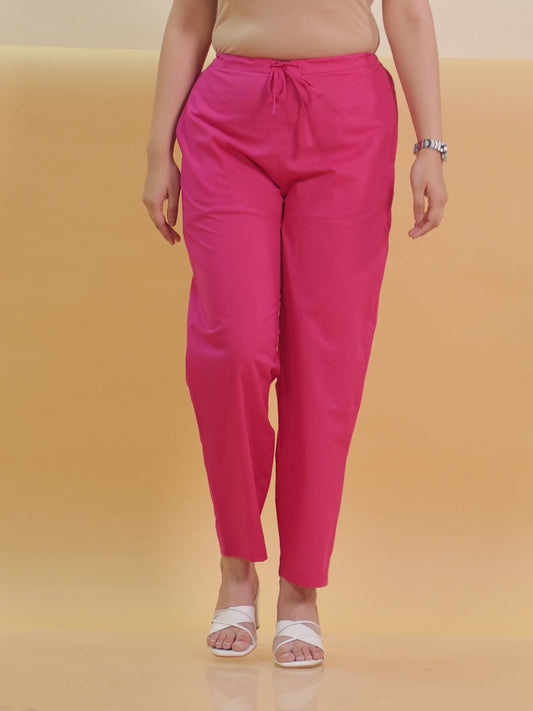Soft Cotton Solid Pink Palazzo