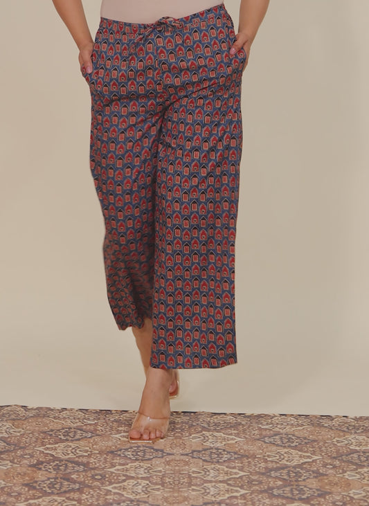 Soft Cotton Abstract Blue Palazzo