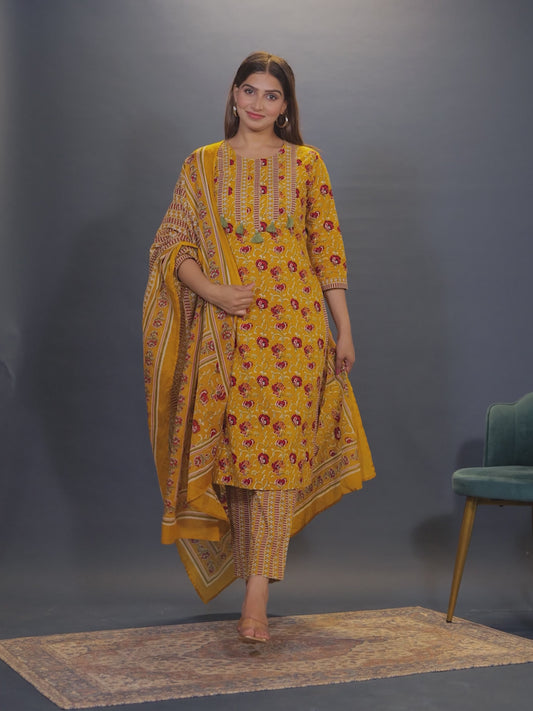 Soft Cotton Floral Kurta