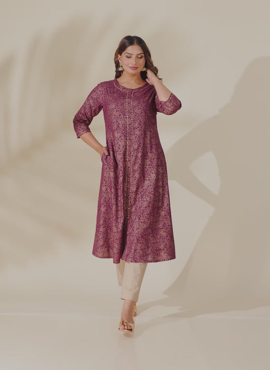 Viscose Gold foil Kurta