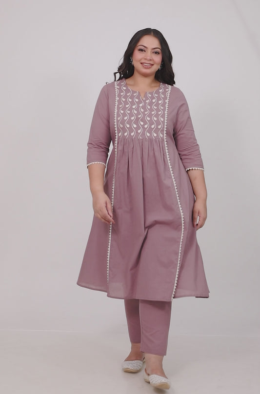 Soft Cotton Solid Embroidered Kurta