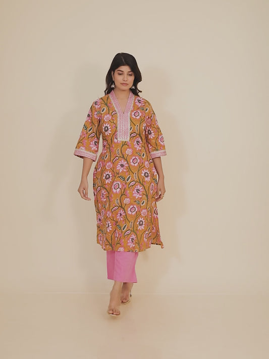 Soft Cotton Floral Kurta