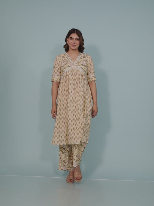 Soft Cotton Floral Kurta