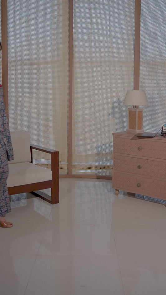 Kantha Cotton Geometric Straight Blue Kurta