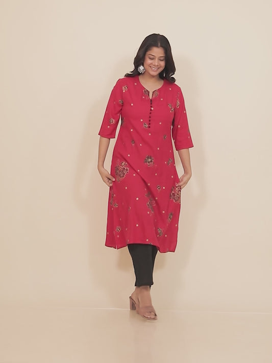 Rayon Gold foil Kurta