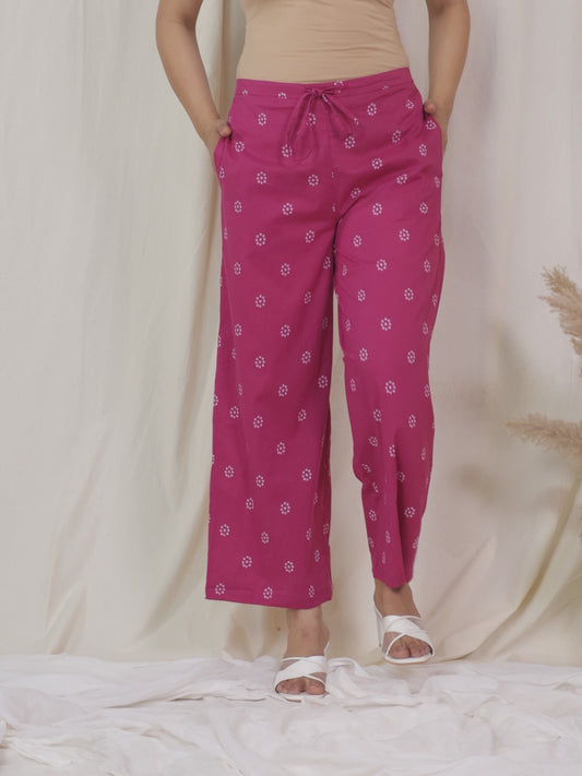Soft Cotton Bandhani Pink Palazzo