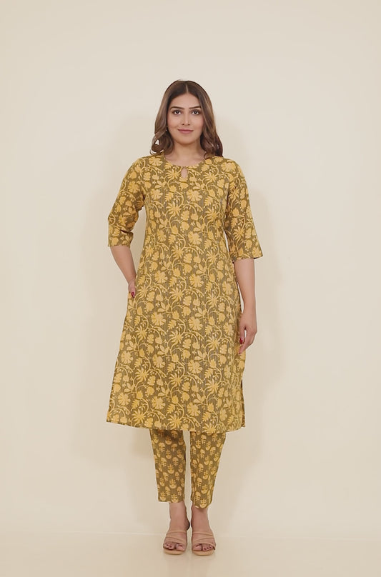 Kantha Cotton Floral Kurta