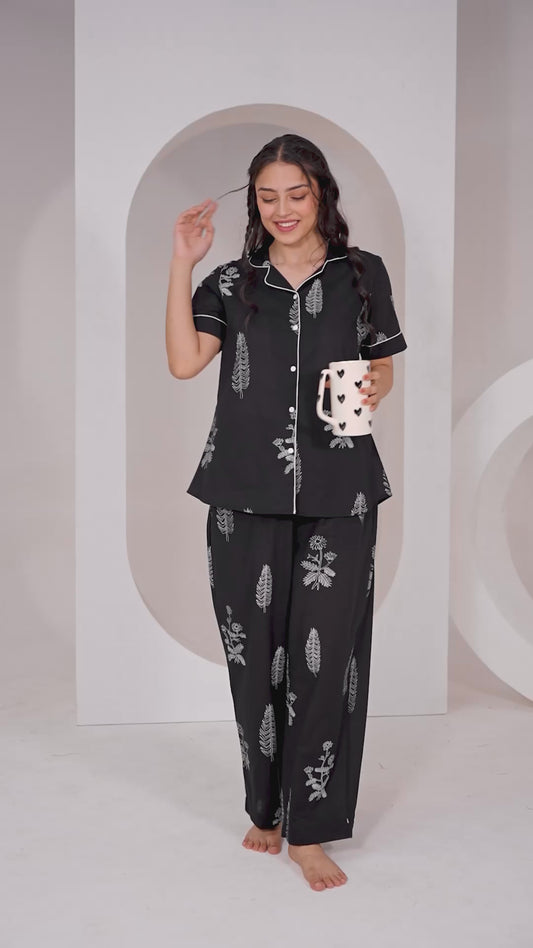 Soft cotton Floral Top Black Top