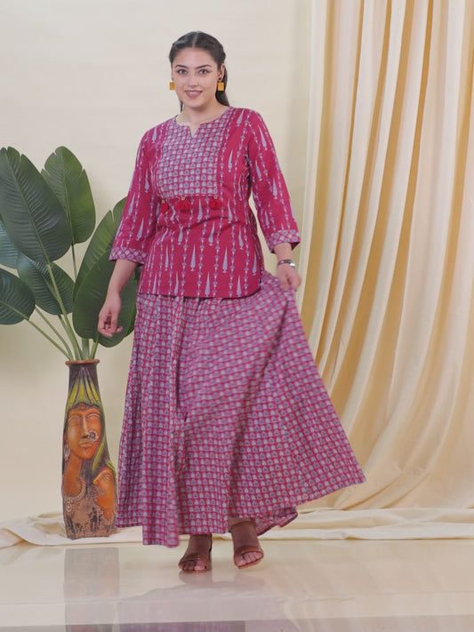 Soft Cotton Floral Straight Pink Kurta