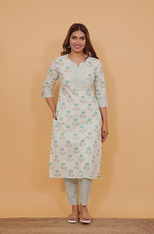 Soft Cotton Floral Kurta