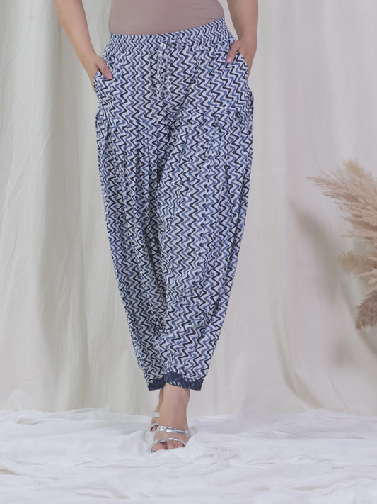 Soft Cotton Chevron Blue Salwar
