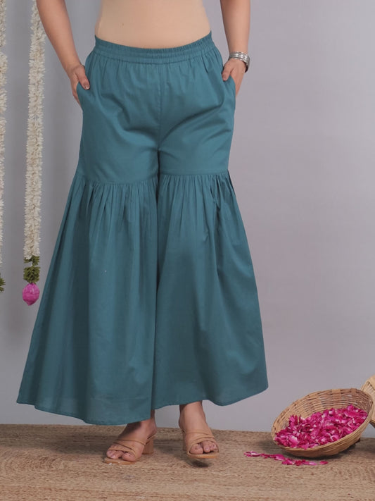 Soft Cotton Solid Teal Sharara