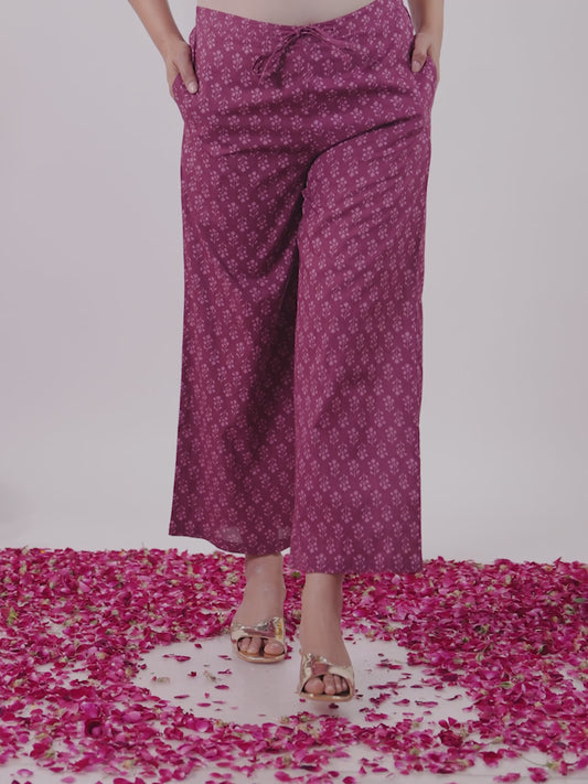 Soft Cotton Floral Purple Palazzo