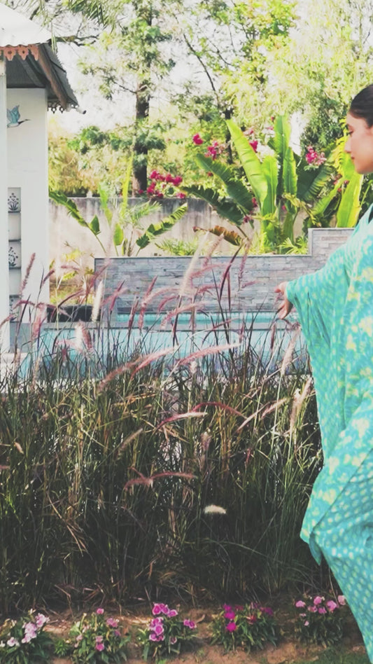 Soft Cotton Floral Straight Blue Kurta
