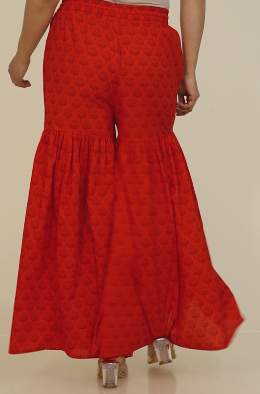 Soft Cotton Floral Red Trousers