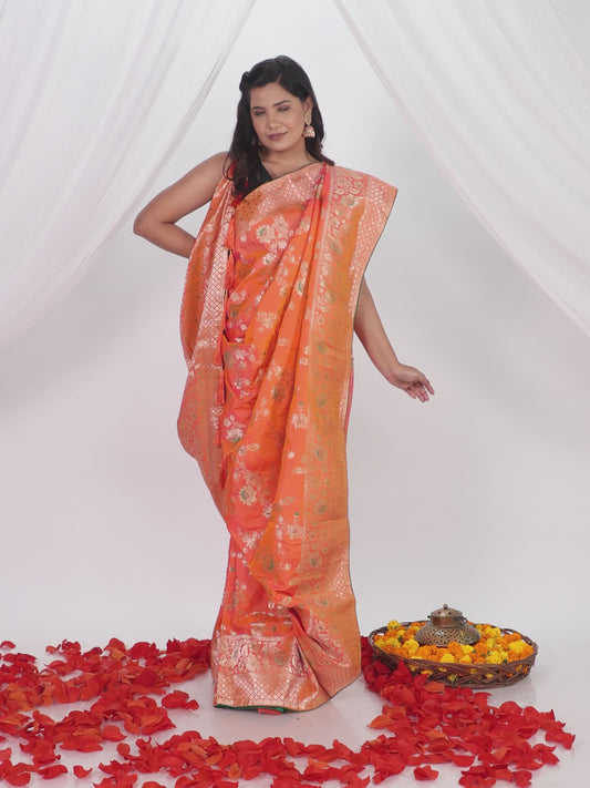 Brocade Orange Saree