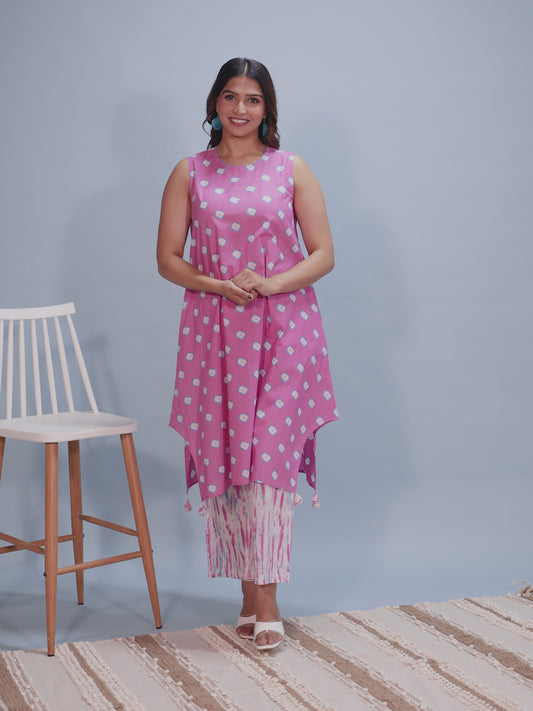 Soft Cotton Tie-Dye Kurta (with detachable sleeves)