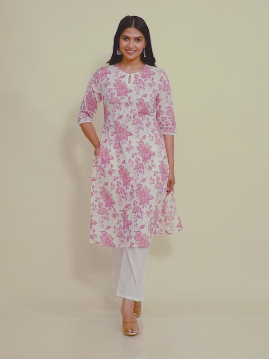 Soft Cotton Floral Kurta