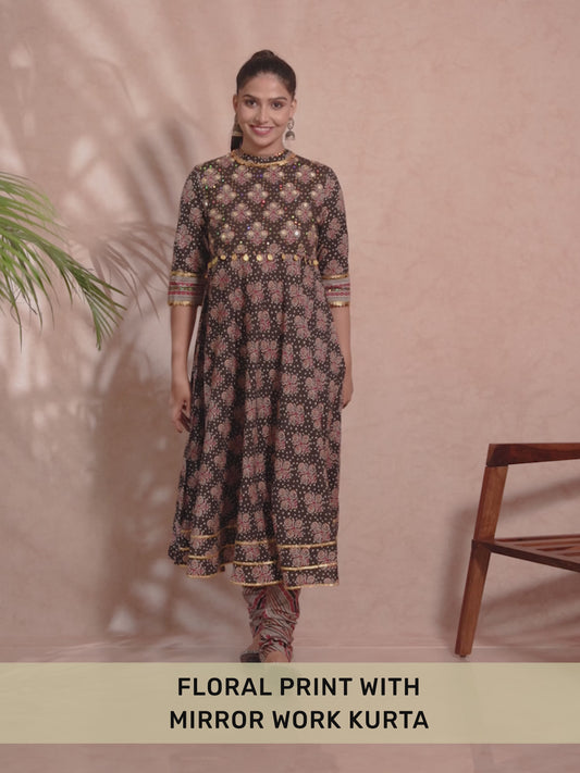 Floral Soft Cotton Flared Kurta