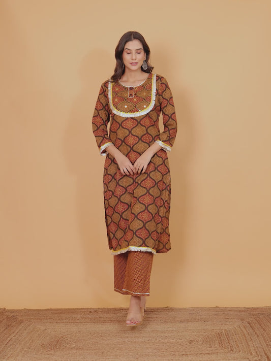 Soft Cotton Geometric Kurta