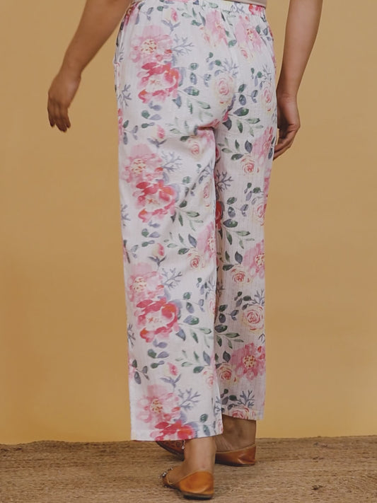 Lurex Cotton Floral Pant