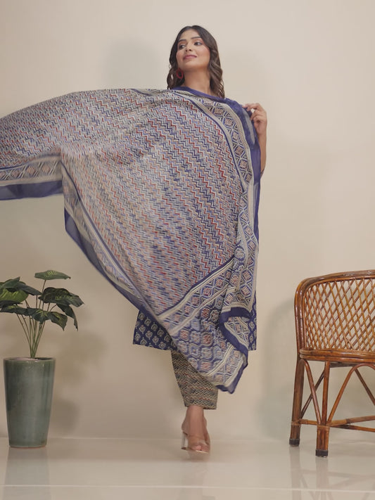 Soft Cotton Geometric Kurta