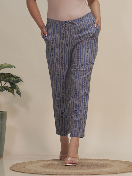 Linen Cotton Striped Pant