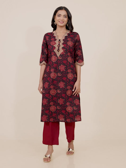 Soft Cotton Floral Kurta