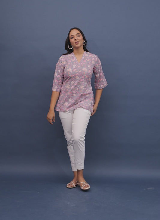 Kantha Cotton Floral Kurti