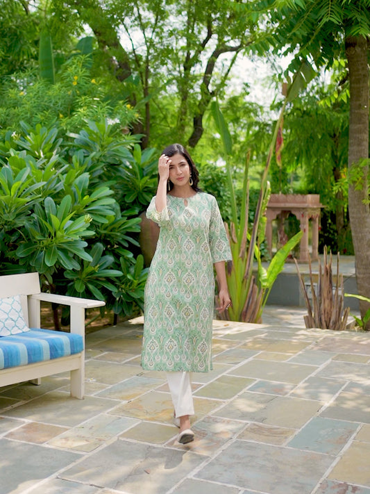 Linen Cotton Ikat Kurta