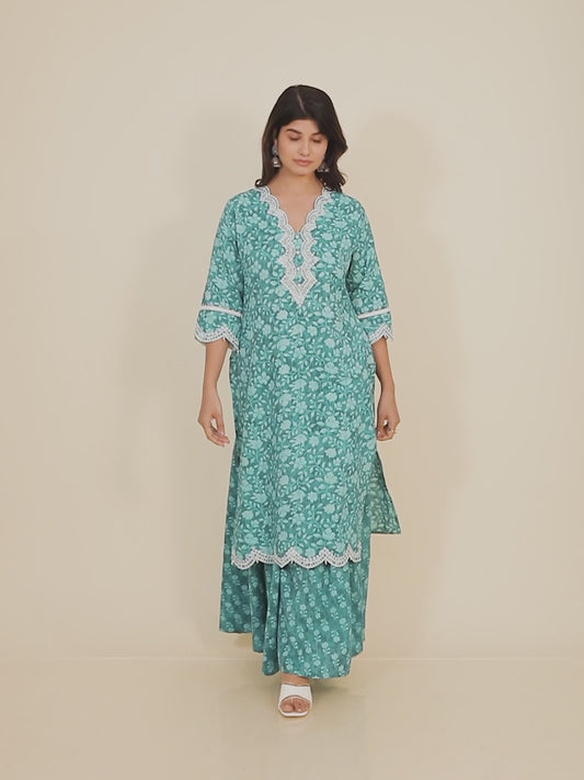 Kantha Cotton Floral Kurta