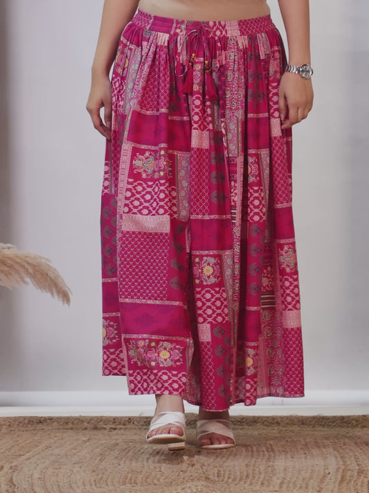 Soft Cotton Abstract Pink Skirt