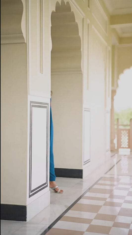 Embroidered Viscose Solid Anarkali Blue Kurta