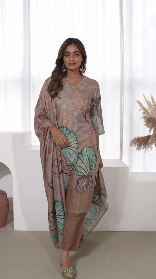 Embroidered Jacquard Abstract Multicoloured Kurta
