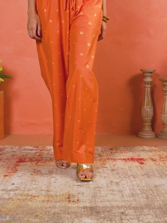 Blended Silk Butti Orange Palazzo