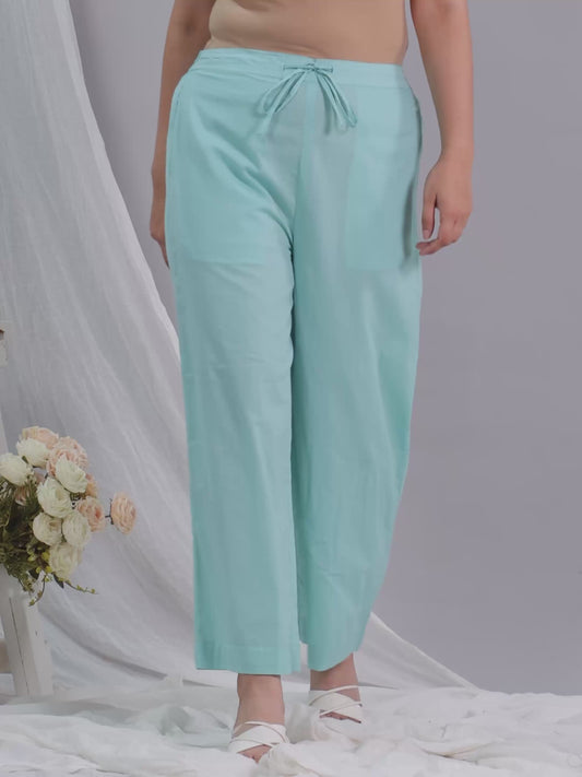 Soft Cotton Solid Mint Green Palazzo