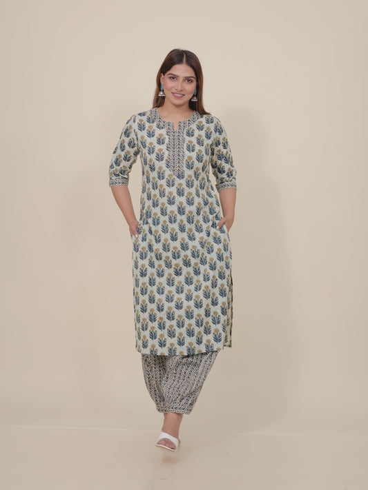 Soft Cotton Floral Kurta