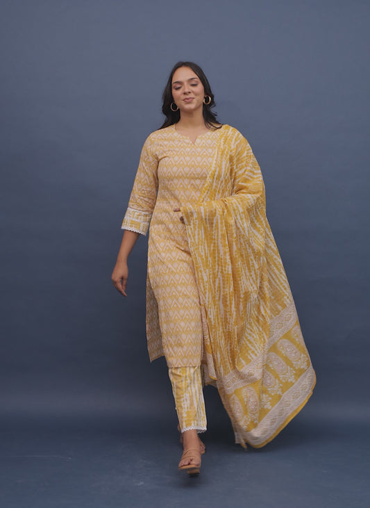 Soft Cotton Geometric Kurta