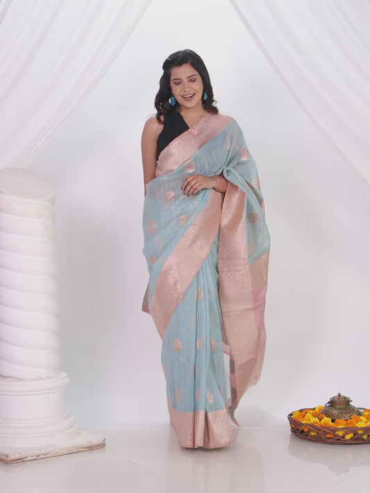 Brocade Turquoise Saree