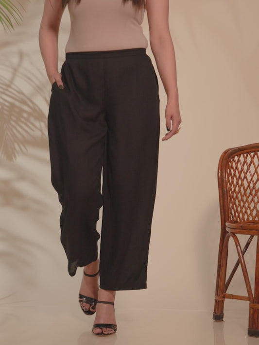 Rayon Solid Crop Pant