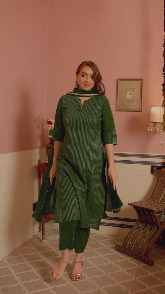 Soft Cotton Solid Straight Green Kurta