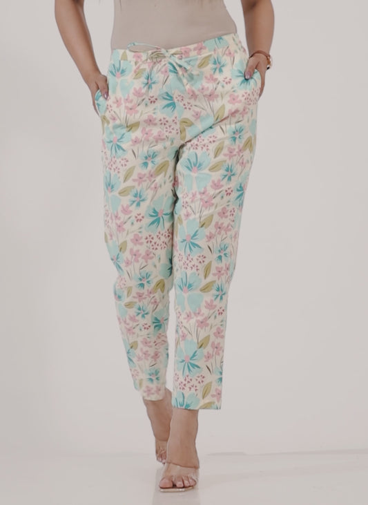 Linen Cotton Floral Pant