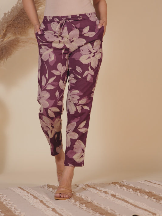 Linen Cotton Floral Pant