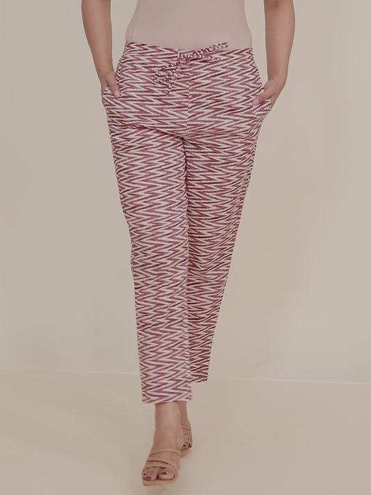Soft Cotton Chevron Brown Tapered Trousers