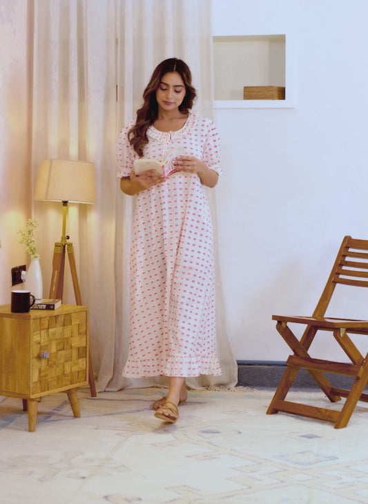 Soft Cotton Flared Off White Nighty